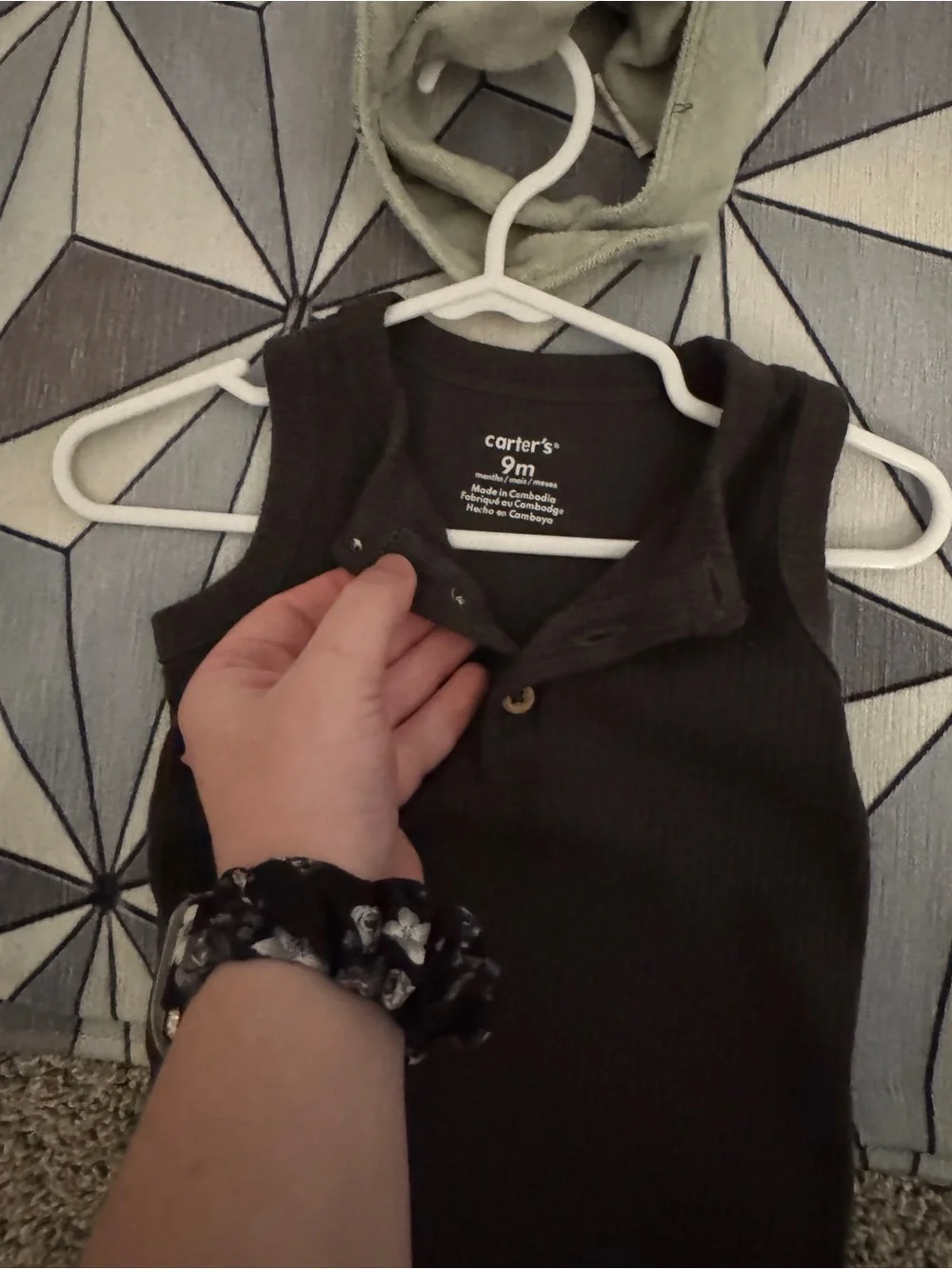 Carters brown boys long romper and bib